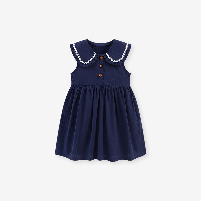 girls peter pan neck sleeveless frock