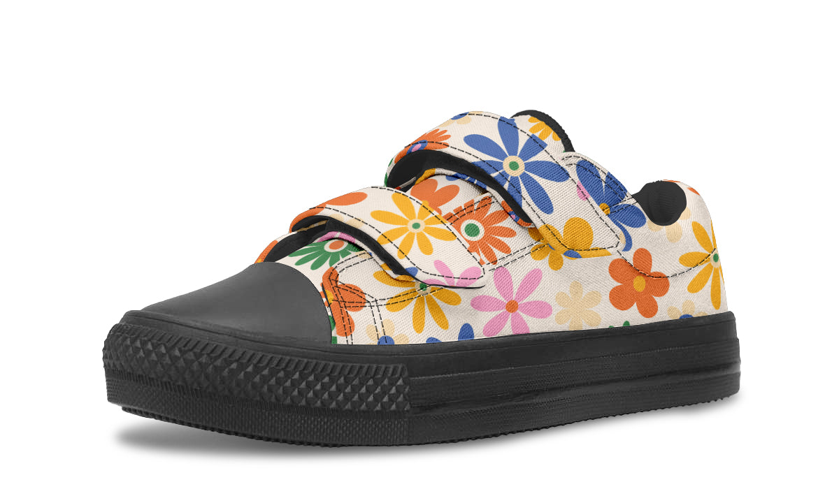 Zapatos para niños de caña baja con flores de colores 