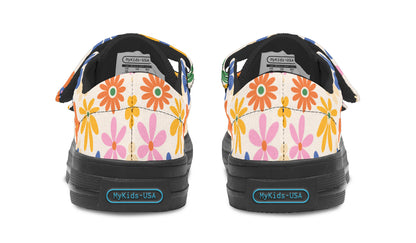 Zapatos para niños de caña baja con flores de colores 