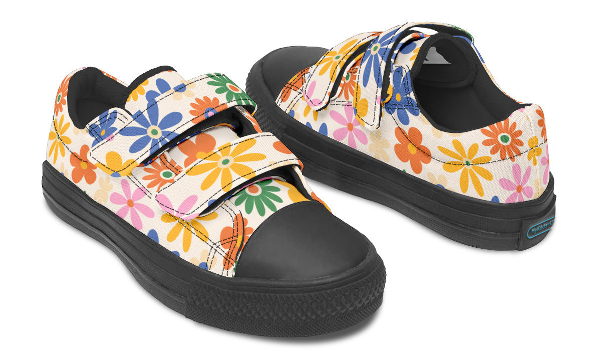 Zapatos para niños de caña baja con flores de colores 