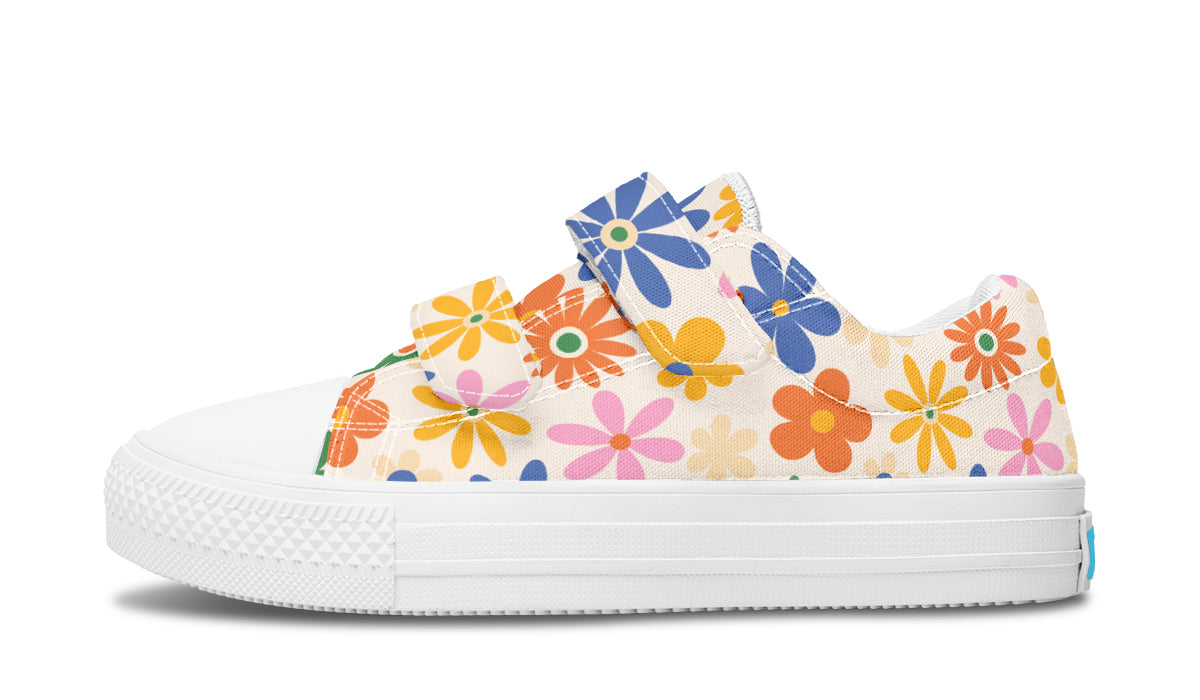 Zapatos para niños de caña baja con flores de colores 