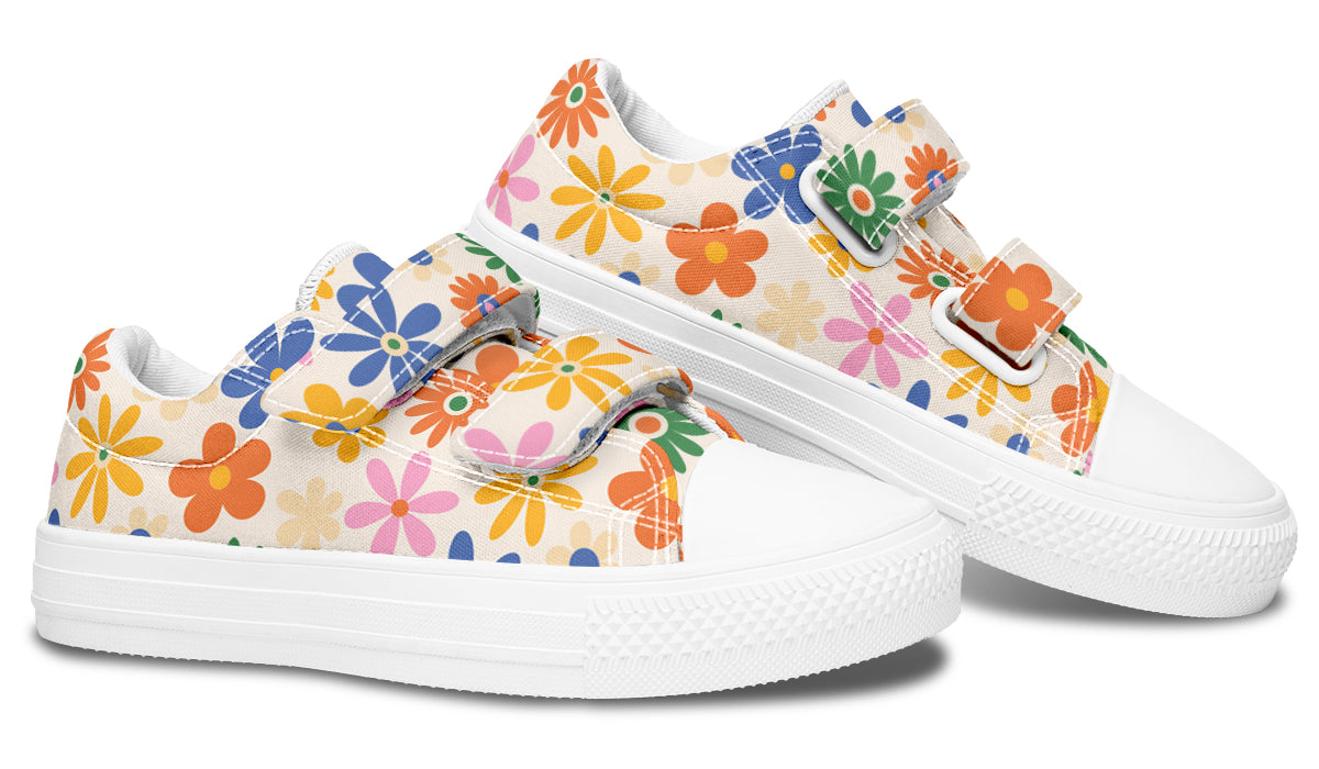 Zapatos para niños de caña baja con flores de colores 