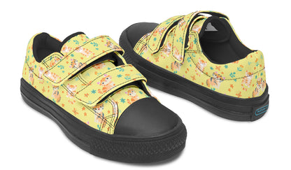 Zapatos para niños de caña baja con estampado floral de gatos 