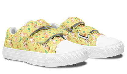 Zapatos para niños de caña baja con estampado floral de gatos 