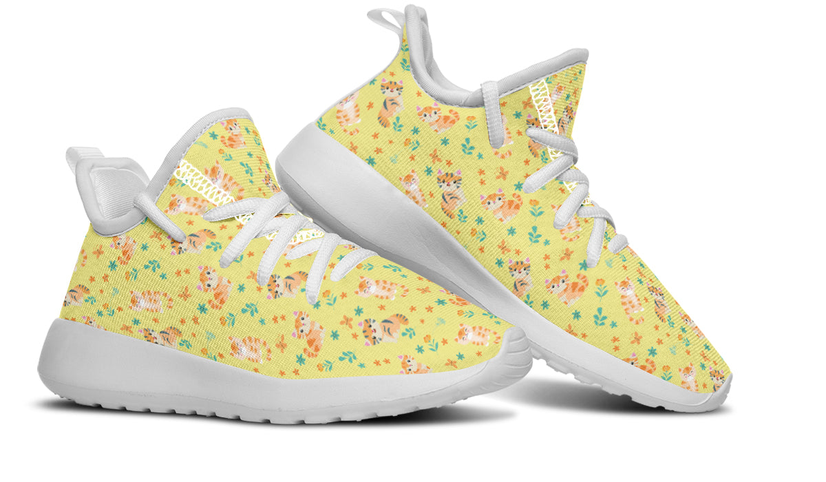 Kids Shoes Sneakers Floral Cats