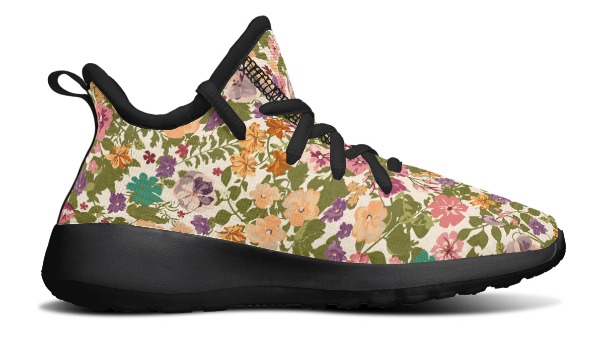 Kids Shoes Sneakers Mixed Flowers Pattern