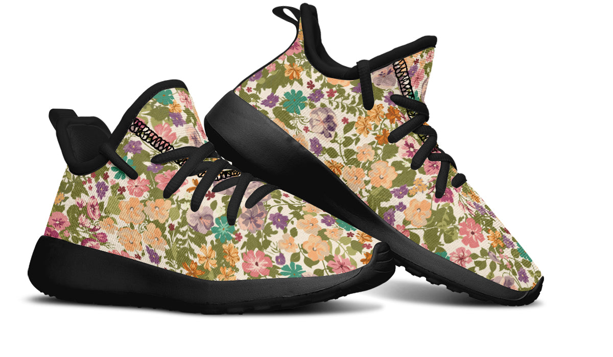 Kids Shoes Sneakers Mixed Flowers Pattern