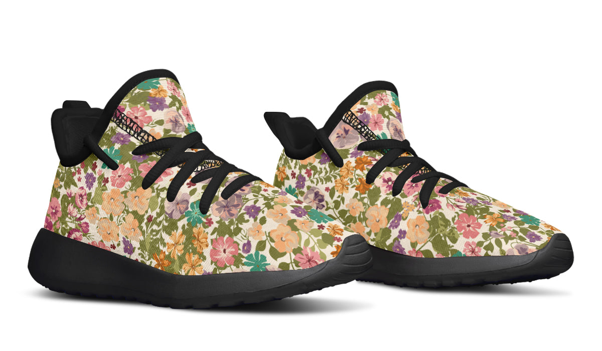 Kids Shoes Sneakers Mixed Flowers Pattern