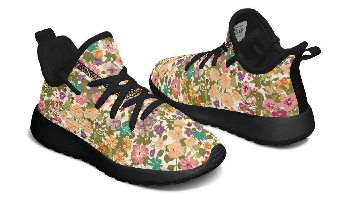 Kids Shoes Sneakers Mixed Flowers Pattern