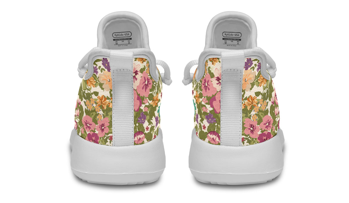 Kids Shoes Sneakers Mixed Flowers Pattern