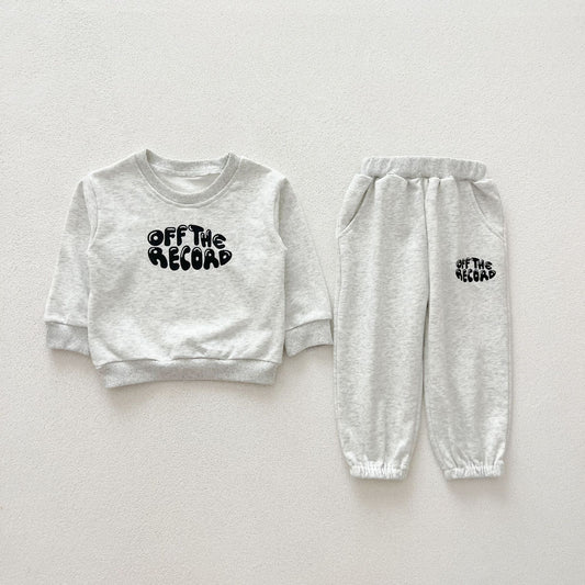 Casual and Versatile Two-Piece Set: Letters Print Top Pullover and Pants for Baby and Toddlers