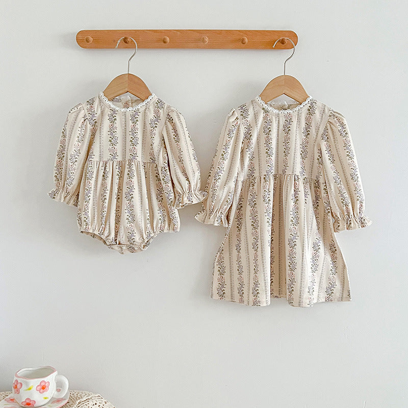 Autumn Floral Pattern Long Sleeve Onesies & Dress