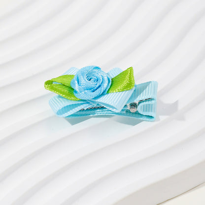 Girls’ Baby Woven Ribbon Bow Mesh Flower Hair Clip for Gentle Hair Clipping