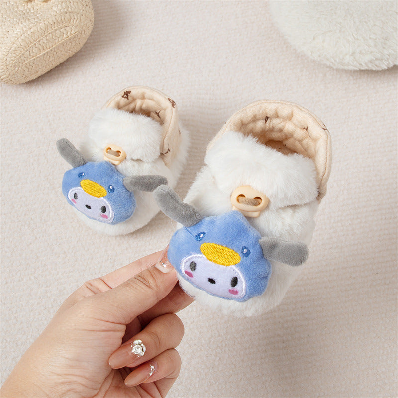 Winter New Arrival Baby Animals Cartoon Pattern Anti-slip Fleece-lined Toddler Cotton Shoes