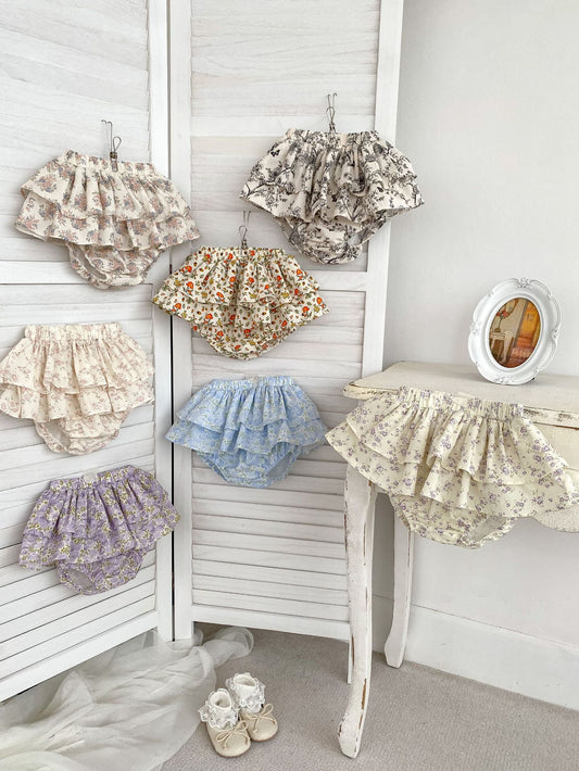 New Arrival Cute Baby Girls Floral Ruffle Shorts Bloomers