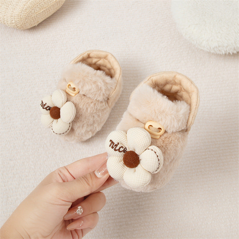 Winter New Arrival Baby Animals Cartoon Pattern Anti-slip Fleece-lined Toddler Cotton Shoes