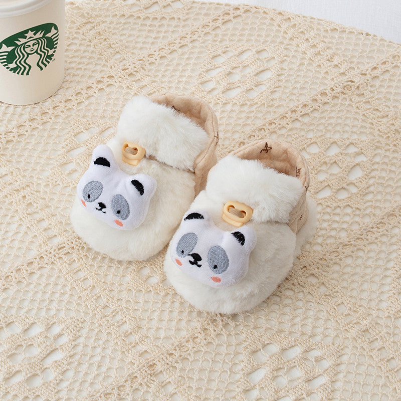 Winter New Arrival Baby Animals Cartoon Pattern Anti-slip Fleece-lined Toddler Cotton Shoes