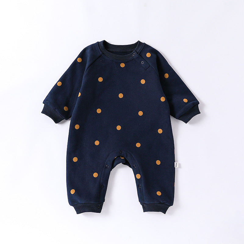 Autumn and Spring New Arrival Baby Unisex Simple Pattern Long Sleeves Casual Thick Rompers