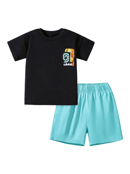 Summer Baby Kids Animals Cartoon Print T-shirt and Shorts Clothing Set