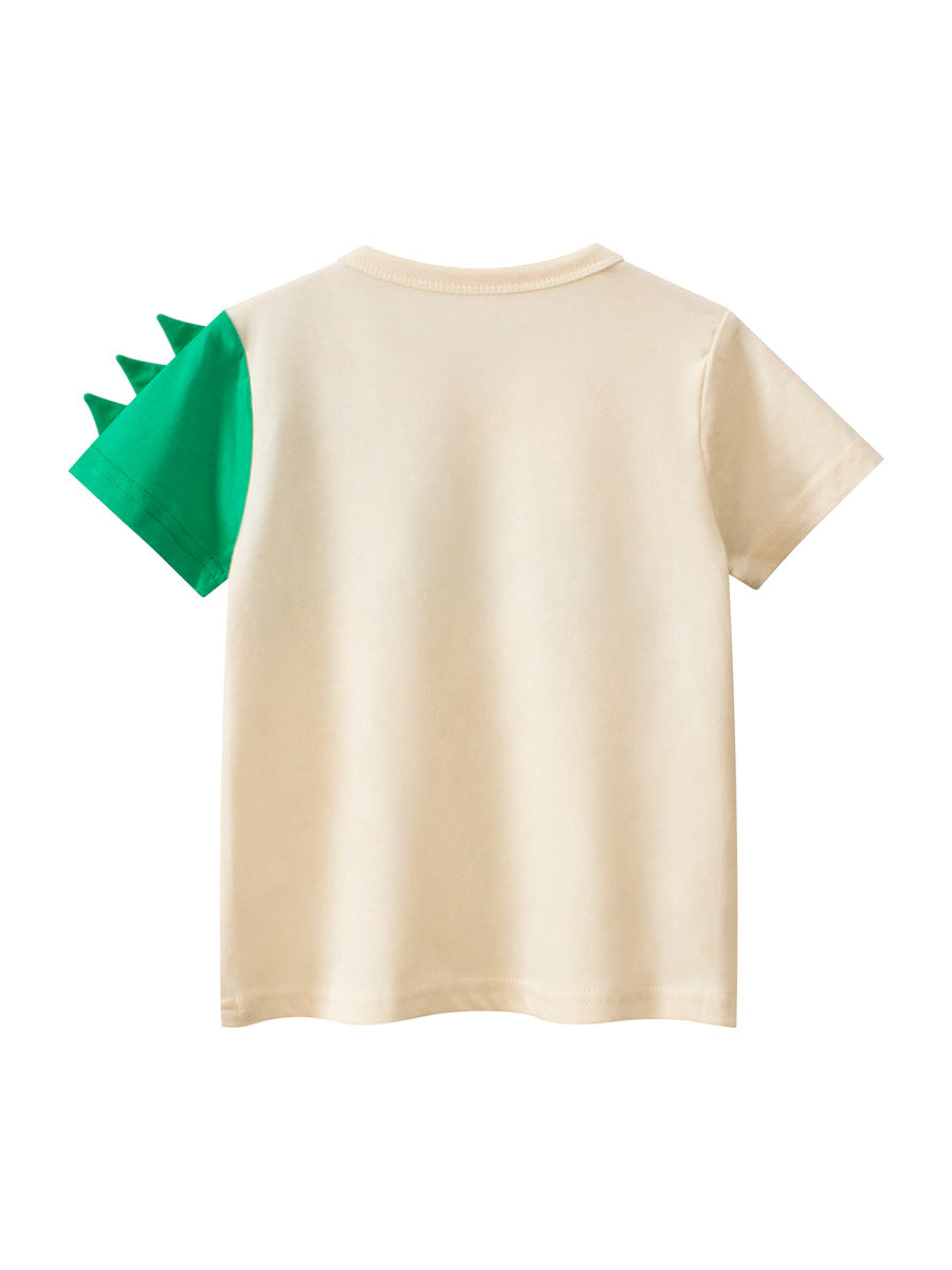 Boys’ Cartoon Alligator Print T-Shirt In European And American Style