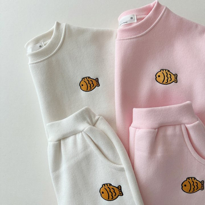 Conjunto de ropa unisex de otoño para bebés y niños, informal, con bonito logotipo de pez, de manga larga, jersey y pantalones 