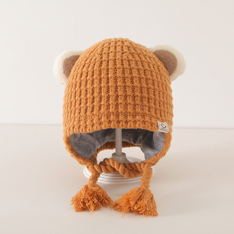 Winter and Autumn Plaid Pattern Warm Balaclava for Baby: Sweet Cute Ear Protector Hat