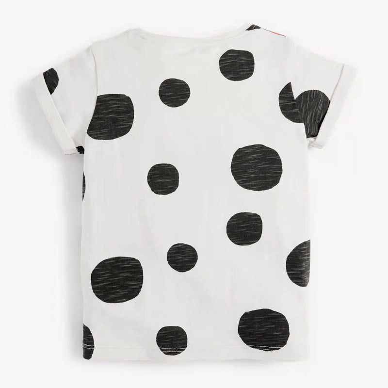 Girls’ Bee Pattern Polka Dots T-Shirt In European And American Style For Summer