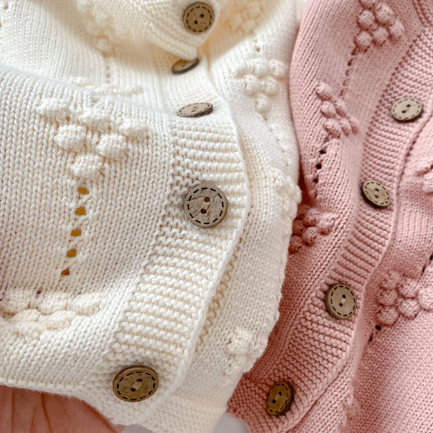 Autumn New Arrival Baby Kids Girls Comfortable Solid Color Jacquard Pattern Knitted Long Sleeves Cardigan