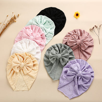 Baby Solid Color Lace Hole Breathable Soft Cotton Caps