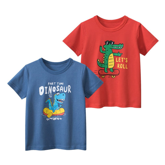 Boys’ Cartoon Pattern T-Shirts Set In European And American Style