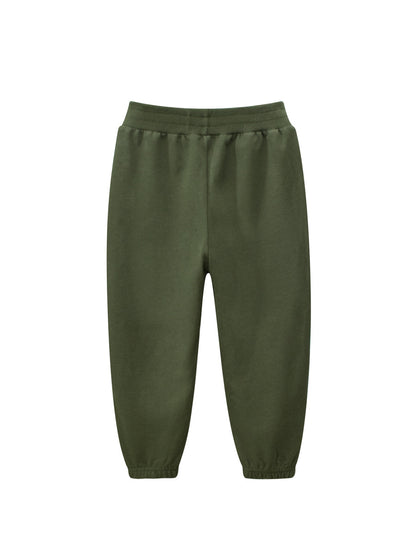 Baby Boys Solid Color Thin Sports Trousers With Logo And Pockets