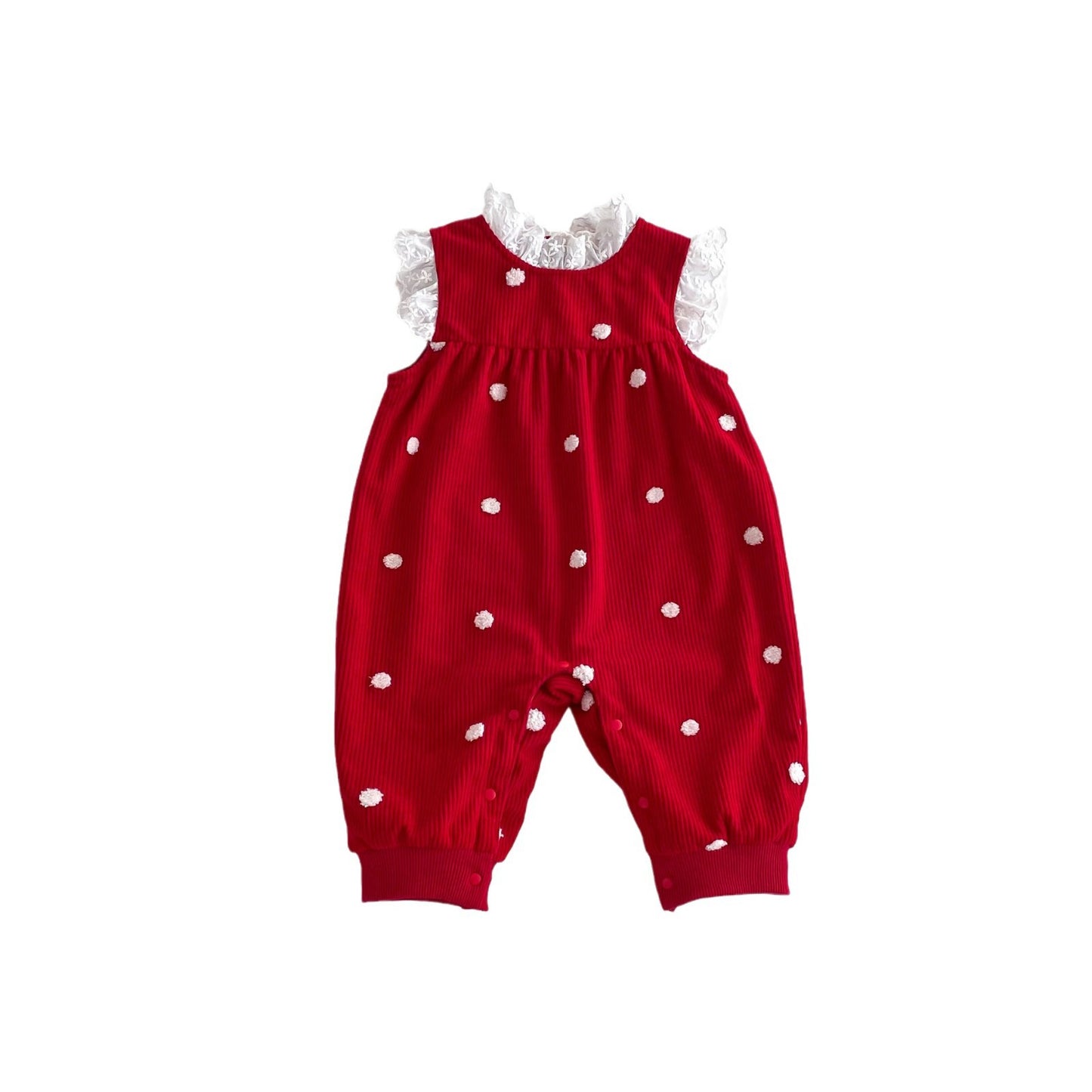 Sping and Winter New Arrival Baby Cute Polka Dots Warm Fleece Sleeveless Rompers Vest