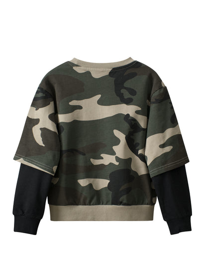 Baby Boy Kids Camouflage Pattern Crew Neck Long Sleeves Warm Cozy Pullover