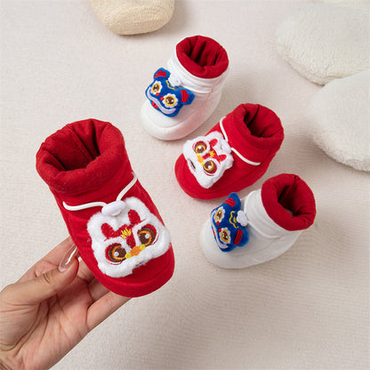 Winter Hot Selling Baby Animals Cartoon Pattern Thicken Cotton-padded Fleece-lined Warm Shoes