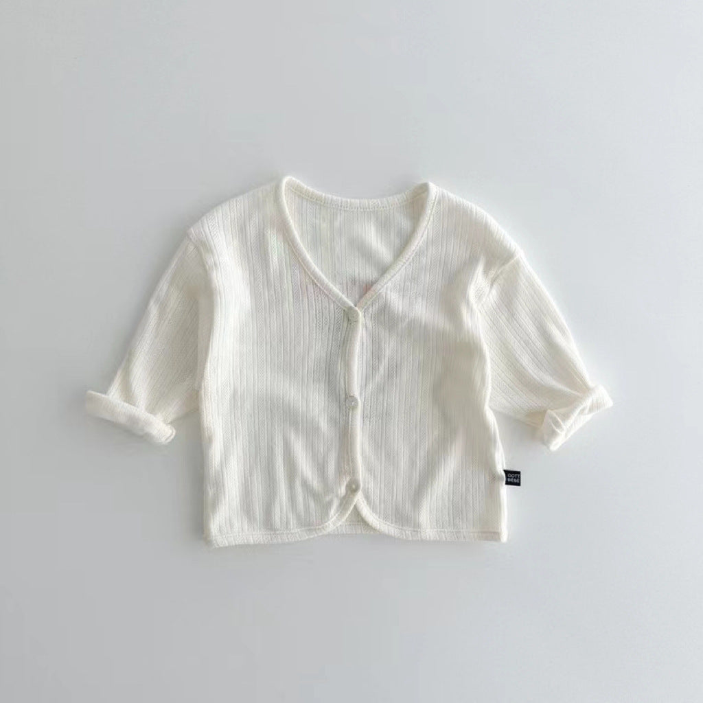 Spring And Summer Kids Unisex Minimalist And Versatile Single Breasted Children’s Thin Cardigan Shirt