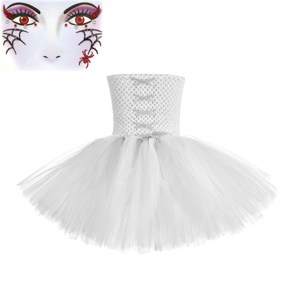 Children Girls’ Halloween Costume Set: Sleeveless Cosplay Tulle Dress with Accessory – Sets