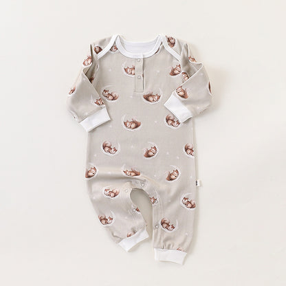 Autumn and Spring New Arrival Baby Unisex Simple Animals Cartoon Pattern Long Sleeves Rompers