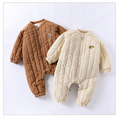 Autumn and Winter New Arrival Baby Unisex Fruits Logo Long Sleeves Casual Thickened Rompers