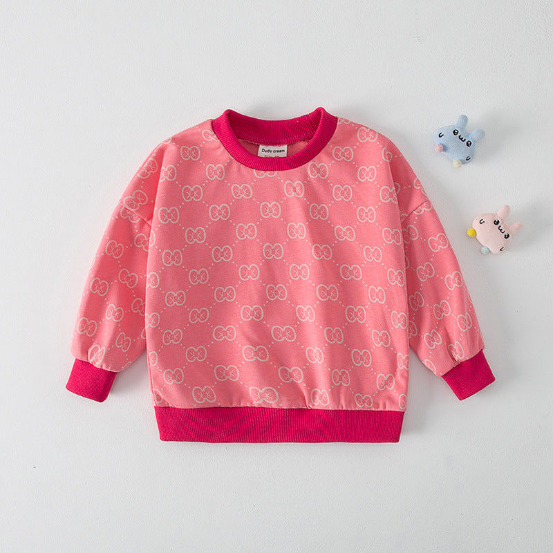 Autumn New Arrival Baby Kids Girls Comfortable Geometric Pattern Knitted Long Sleeves Sweater