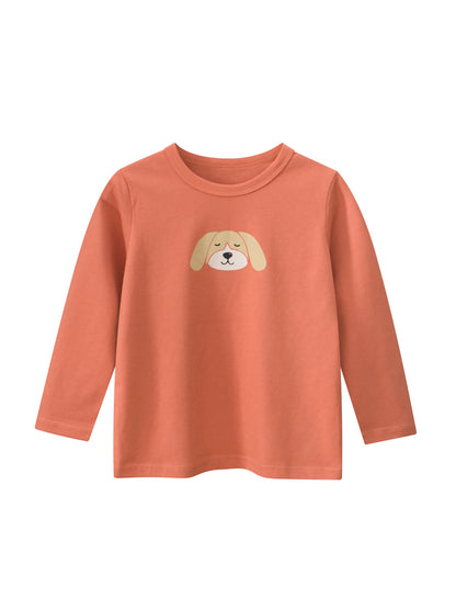 Arrival Kids Girls Cute Puppy Print Crew Neck Long Sleeves Shirt