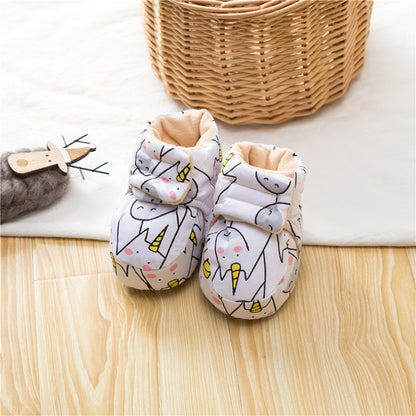 Winter Hot Selling Baby Animals Cartoon Print Fleece-lined Cotton Shoes