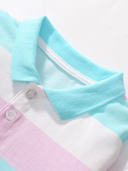 Polo de manga larga con estampado de rayas de colores para niños, nuevo diseño de otoño 