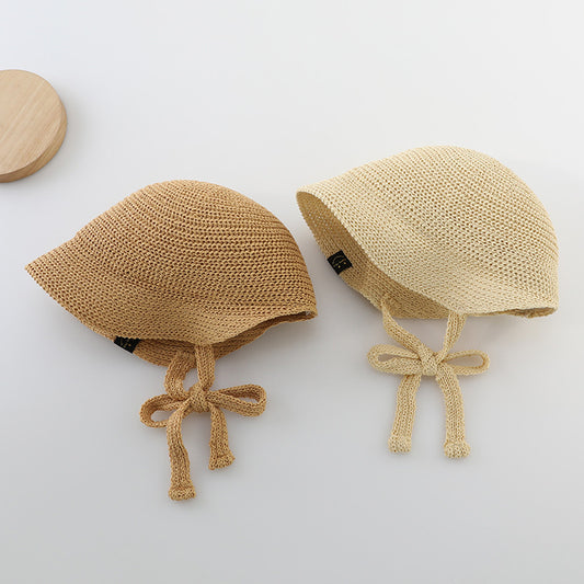 Summer Trendy Straw Hat For Girls, Baby Girl Sun Hat, Thin And Hollowed-Out Design Fisherman Hat