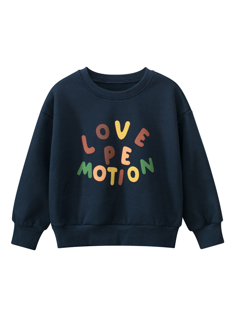 Baby Boy Kids Letters Pattern Crew Neck Long Sleeves Warm Cozy Pullover