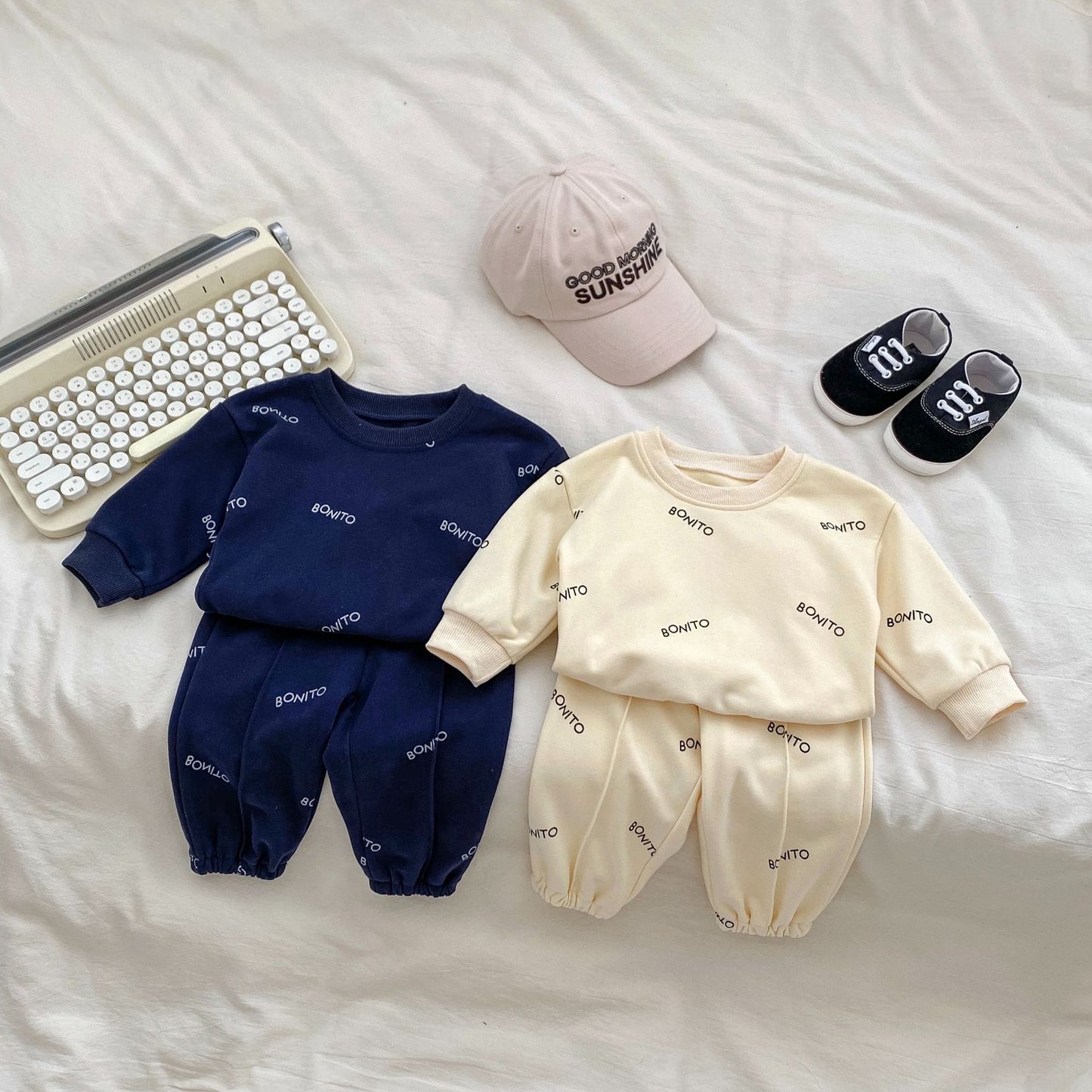 Arrival Autumn Baby Boys Long Sleeves Simple Letters Print Top Shirt and Trousers – Matching Set