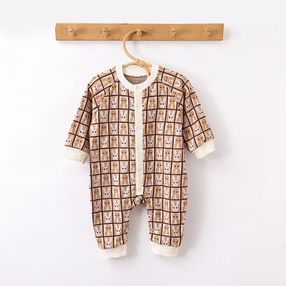 Autumn New Arrival Baby Kids Unisex Comfortable Animals and Geometric Pattern Knitted Long Sleeves Rompers