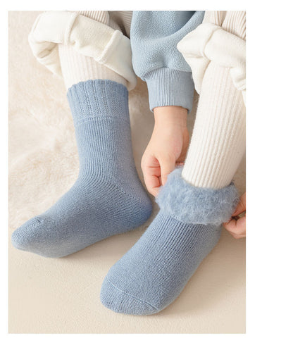 Winter/Autumn Candy-Colored Mid-Calf Socks in Combed Cotton for Warmth and Comfort