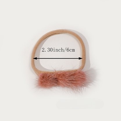 Soft and Comfortable Mink Baby Elastic Hairband with Pom Pom