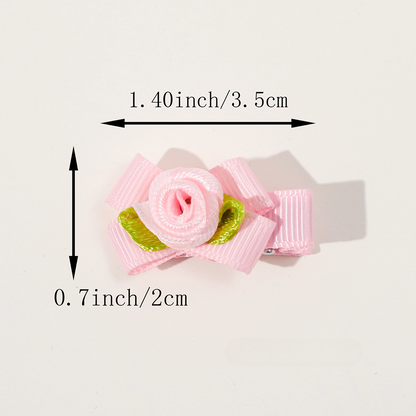 Girls’ Baby Woven Ribbon Bow Mesh Flower Hair Clip for Gentle Hair Clipping