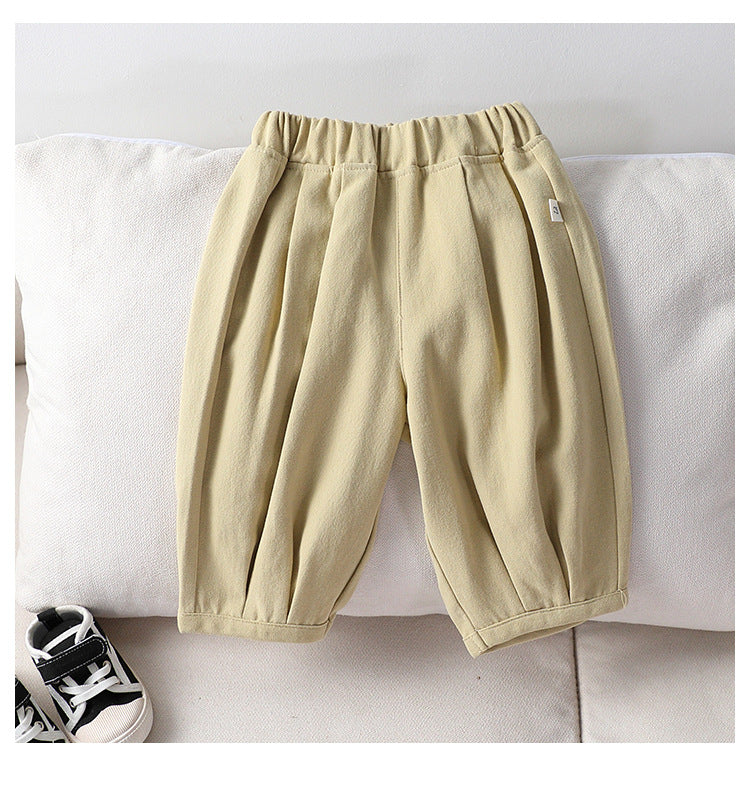 Autumn New Arrival Kids Unisex Soft Comfortable Pure Cotton Long Solid Color Pants